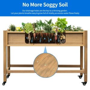 Rolling Elevated Planter with Drainage